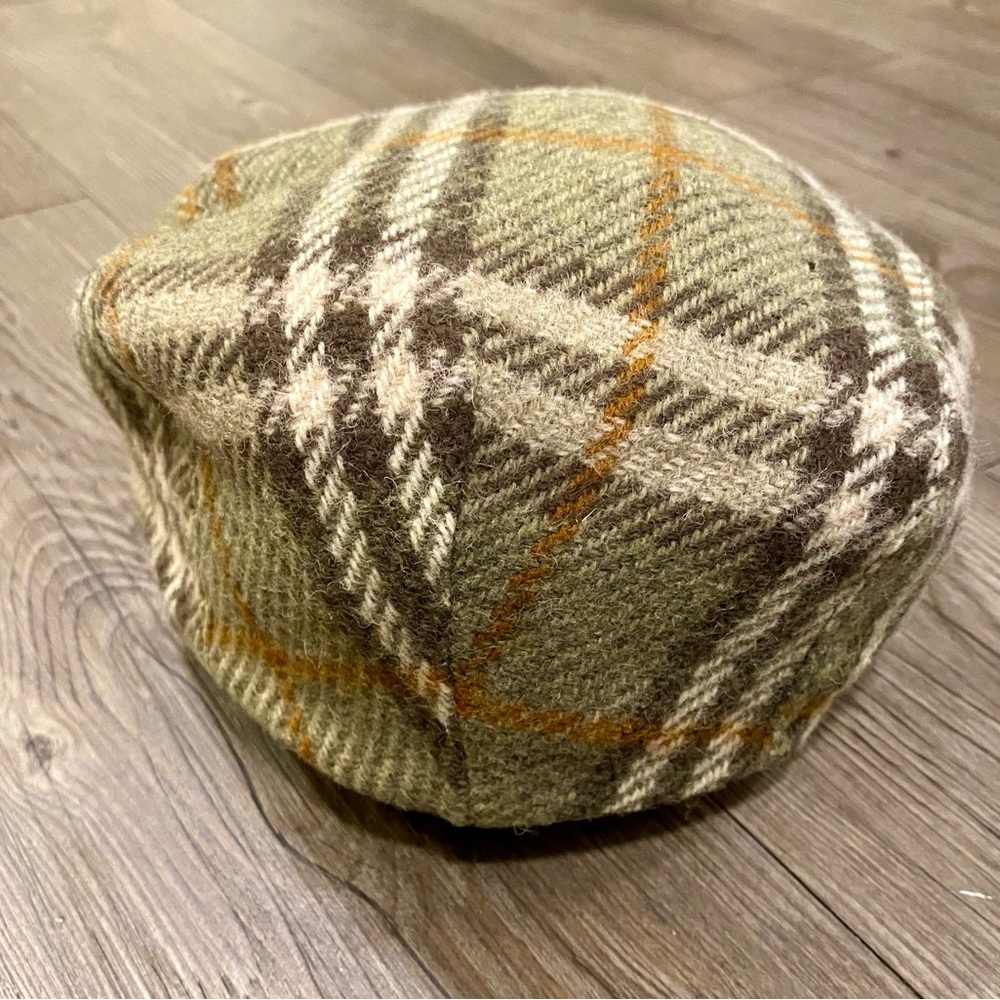 Vintage Burberry London Herringbone Wool Newsboy Cap - Picture 4 of 9